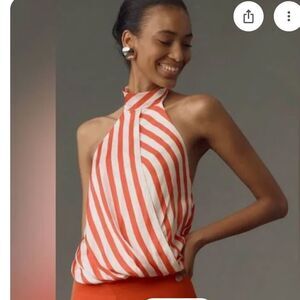 Anthropologie Maeve Halter Scarf Bubble-Hem Tank NWT